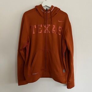 Nike Therma Fit Texas Longhorns Full Zip Hoodie Jacket Orange Medium M